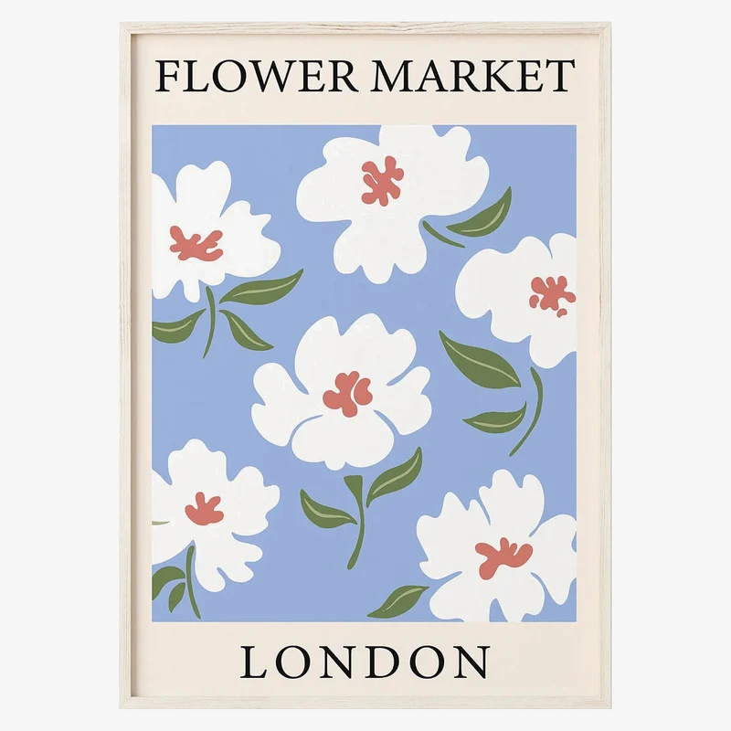 affiche fleurs peinture abstraite art mural décoration nordique