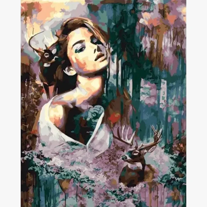 peinture par numéro fille kit art bricolage portrait décoration maison