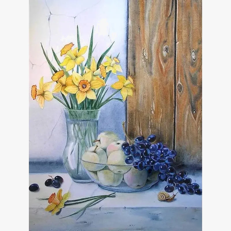 kit peinture par numéros vase romantique pour décoration intérieure