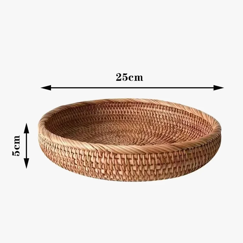 panier rond en rotin tressé pour fruits et collations
