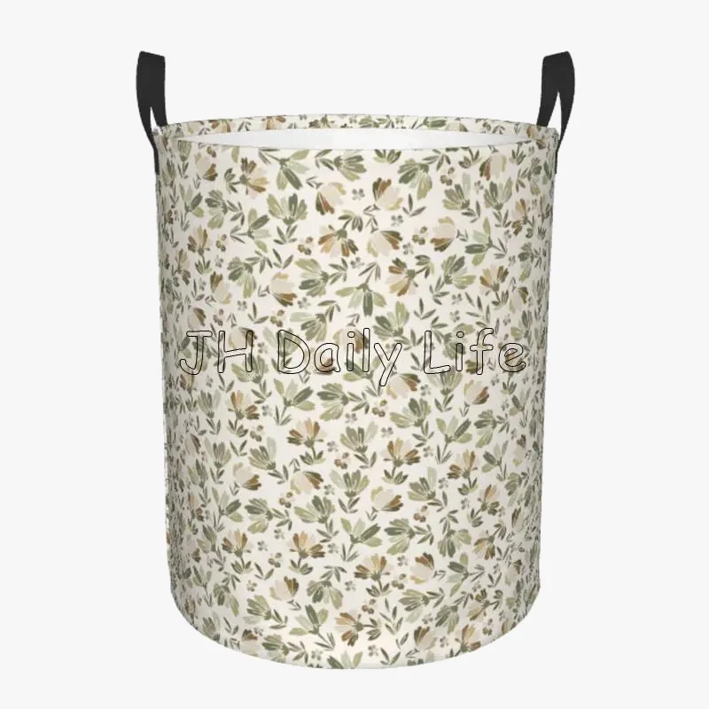panier à linge circulaire vintage à fleurs pliable