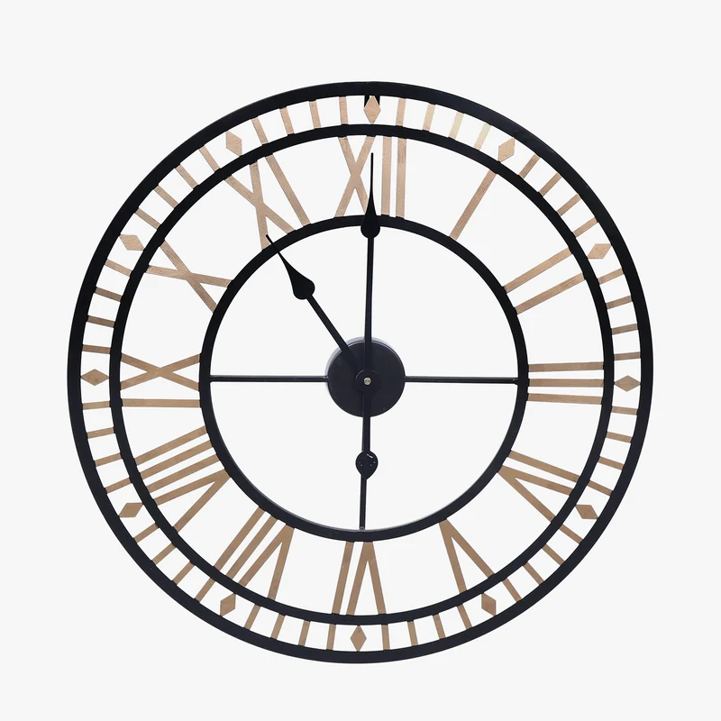 horloge murale vintage chiffres romains en métal design élégant et raffiné