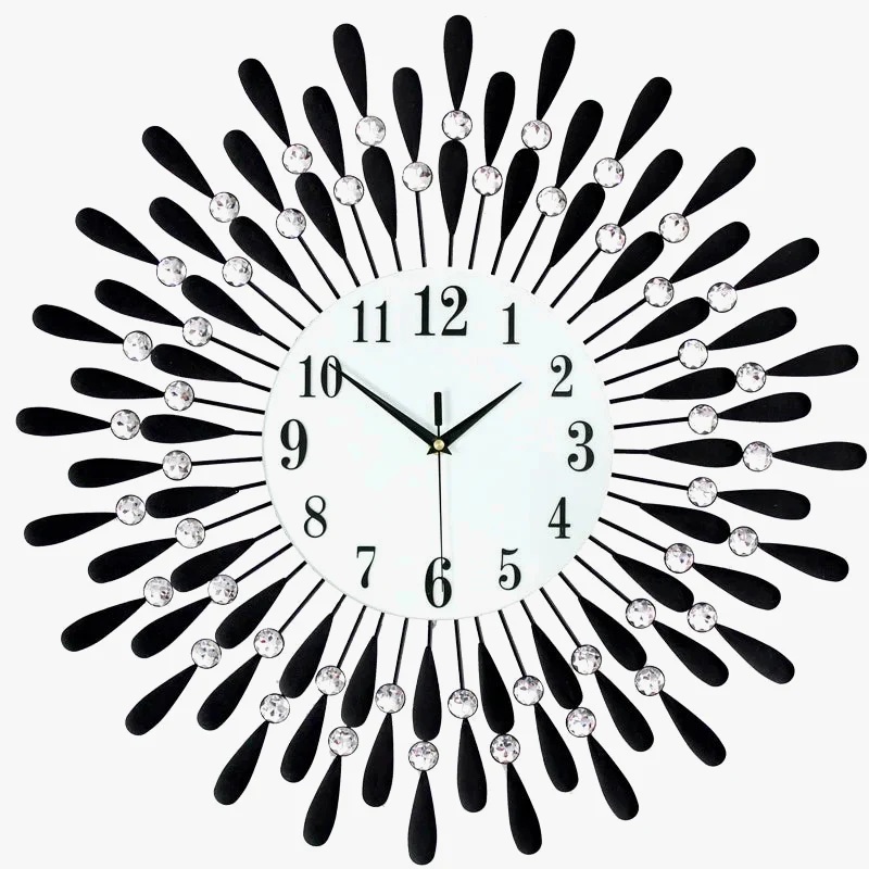 horloge murale 3D en cristal moderne silencieuse décoration intérieure