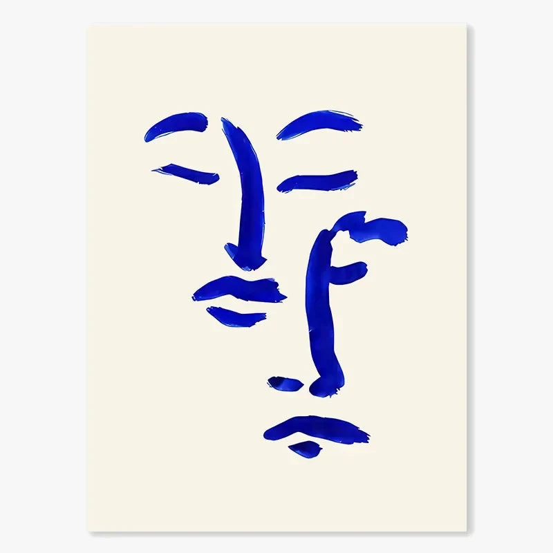 art abstrait géométrique visage courbe vase colombe décoration murale