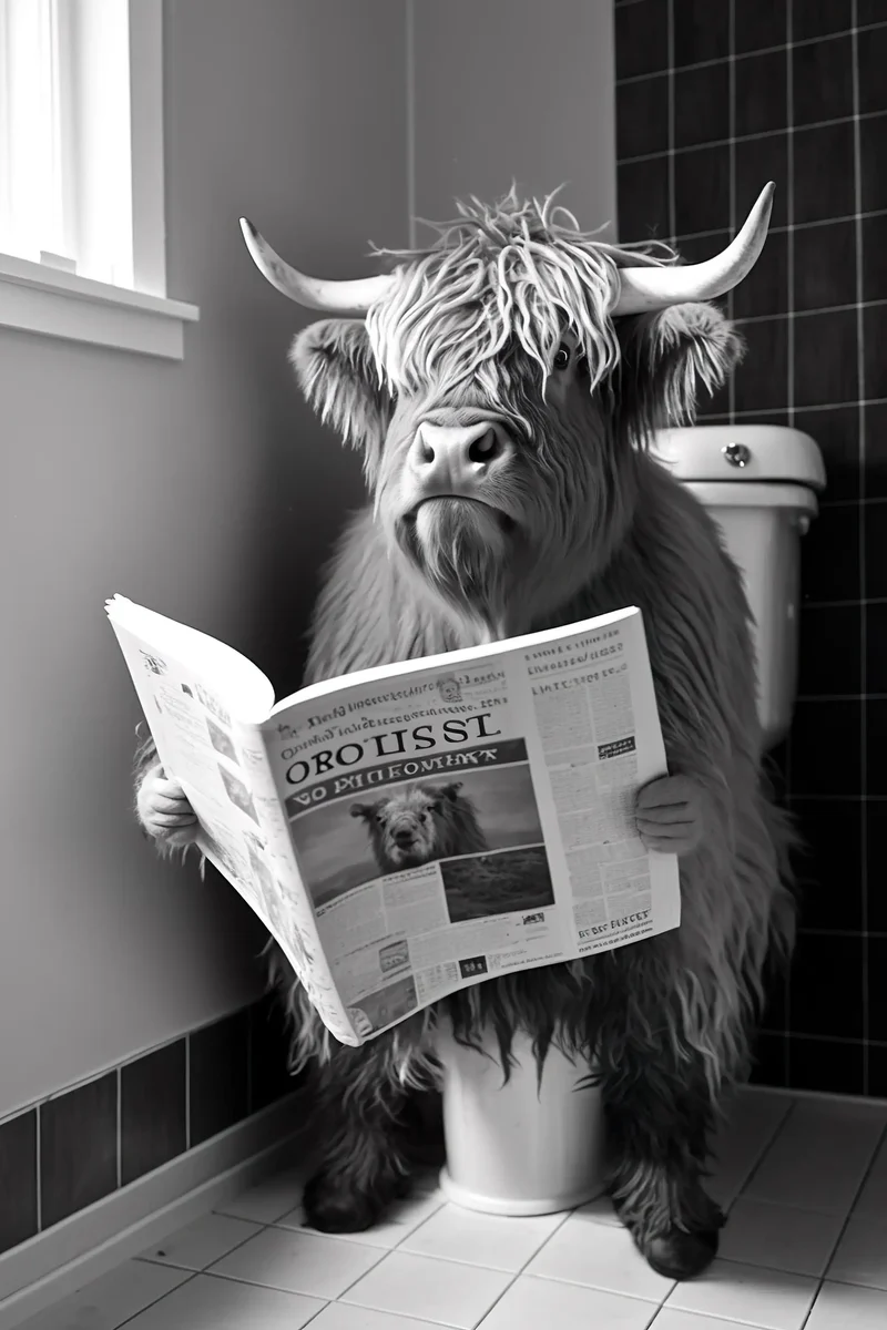 décoration murale humoristique animaux lisant le journal toilettes