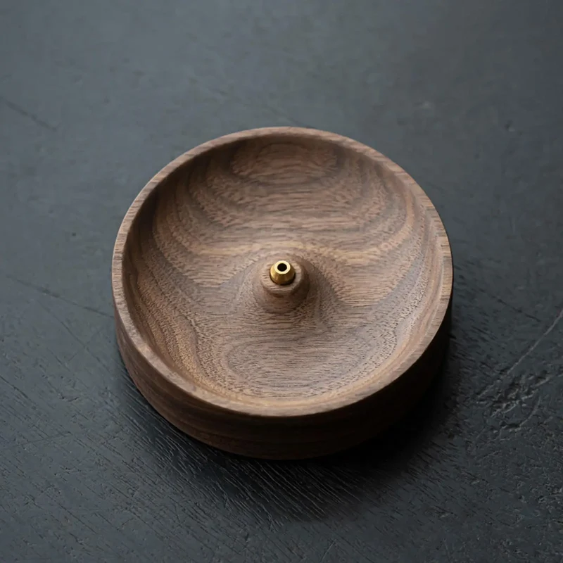 brûleur d'encens rond en bois pour méditation et décoration intérieure