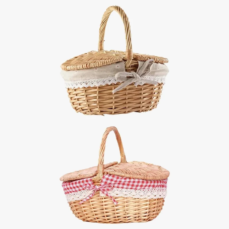 panier de pique-nique en osier tissé à la main pour extérieur