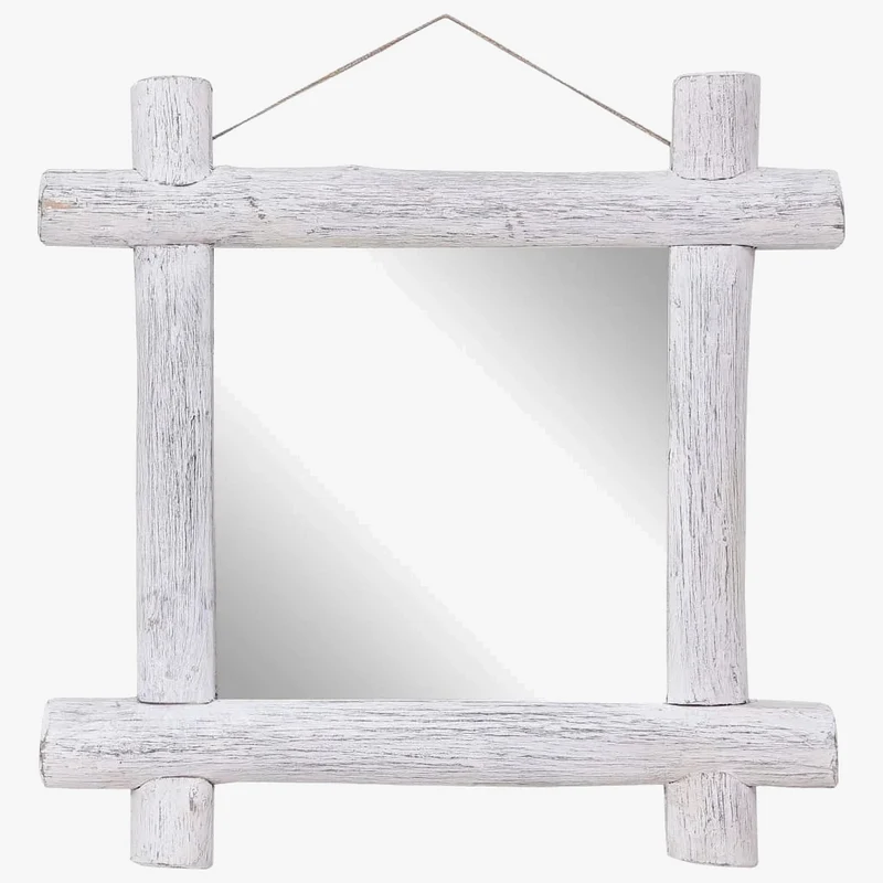 miroir rond en bois massif pour décoration murale élégante