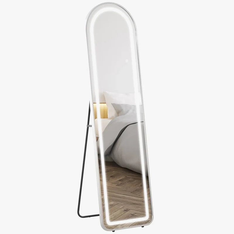 miroir intégral avec éclairage led cadre aluminium moderne