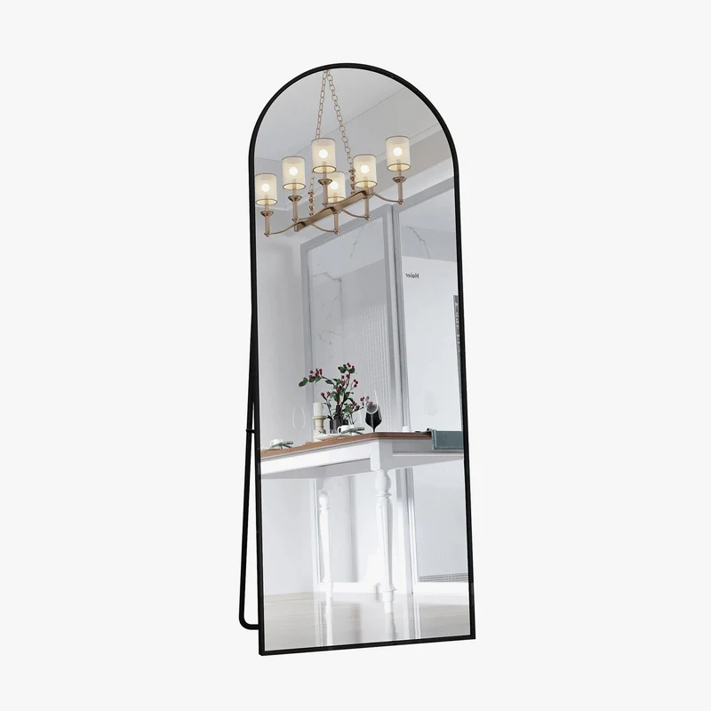 miroir sur pied vertical incliné en verre trempé