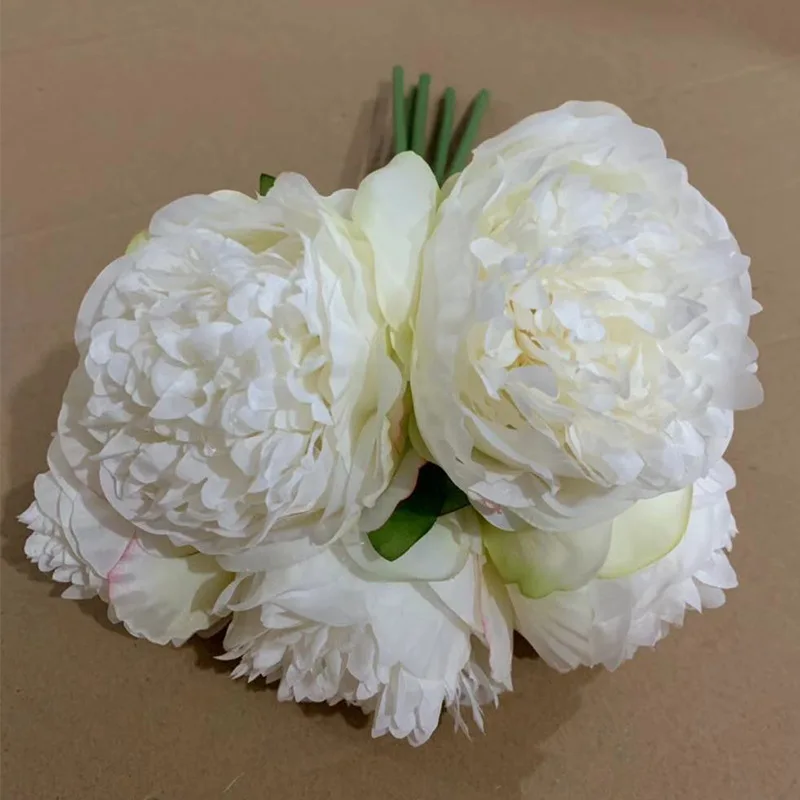 bouquet de 5 pivoines artificielles en soie pour décoration