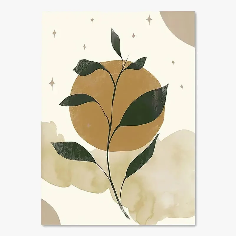 affiches d'art mural boho avec soleil lune et géométrie abstraite