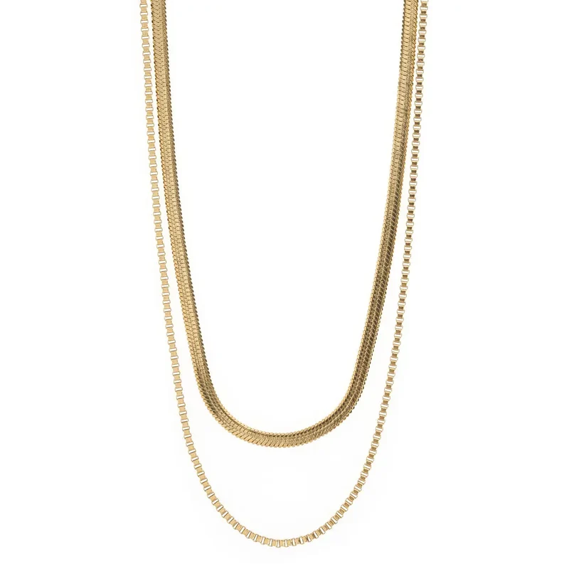 Collier à double chaîne serpent
