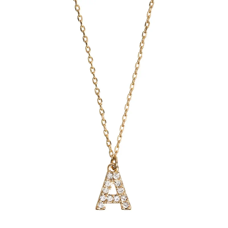Juno - Collier Lettre Cristal Acier Inoxydable