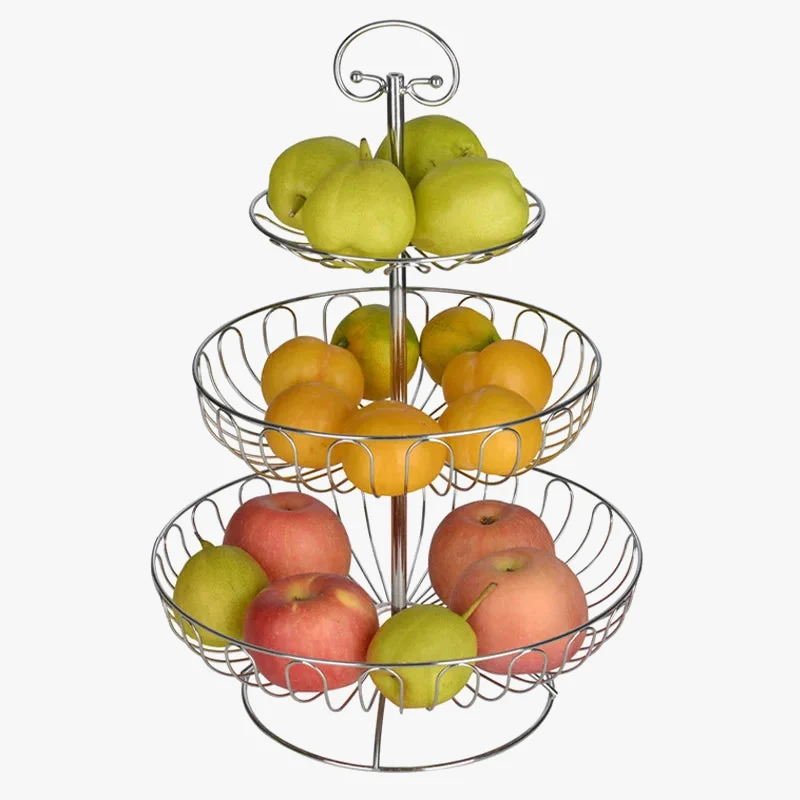 panier à fruits en fer à trois niveaux décoratif et pratique