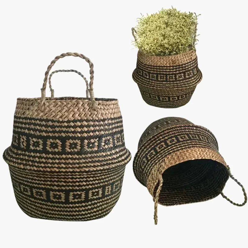 panier à fleurs en rotin tressé pliable fait main pour décoration intérieure