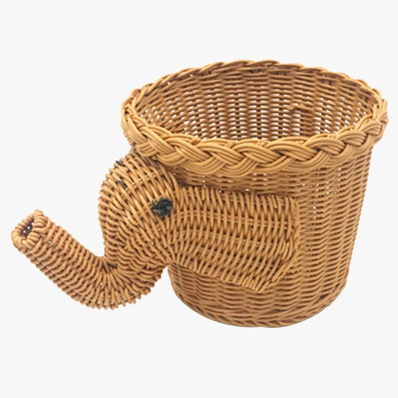 panier de pique-nique en osier éléphant fait main en bambou