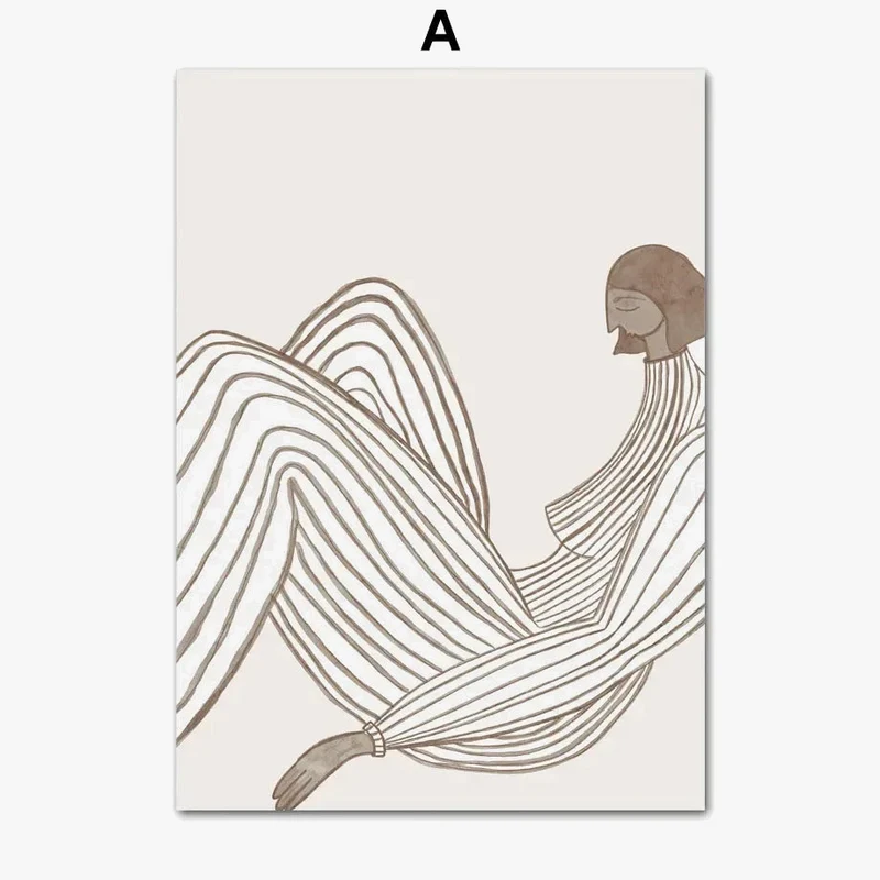 affiches abstraites de visage de fille en boho pour décoration moderne