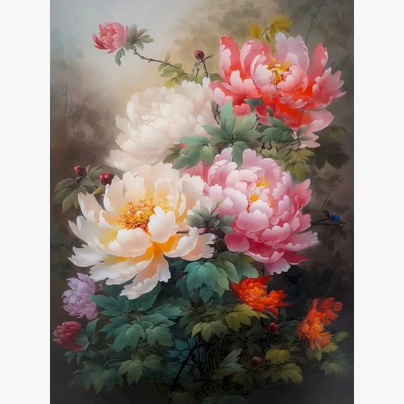 kit de peinture par numéro pour adultes fleurs sur toile