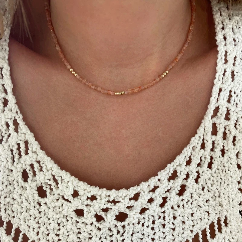 Collier "Hamin" pierre de soleil plaqué or