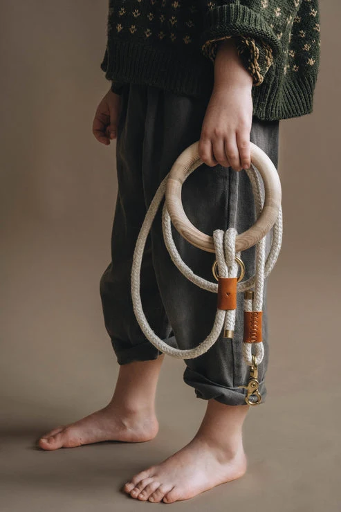 Laisse corde avec anse en bois "Ash" Band & Roll