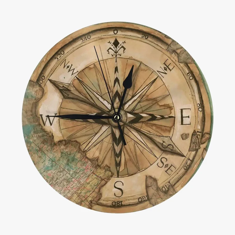 horloge murale boussole nautique décoration ronde essentielle