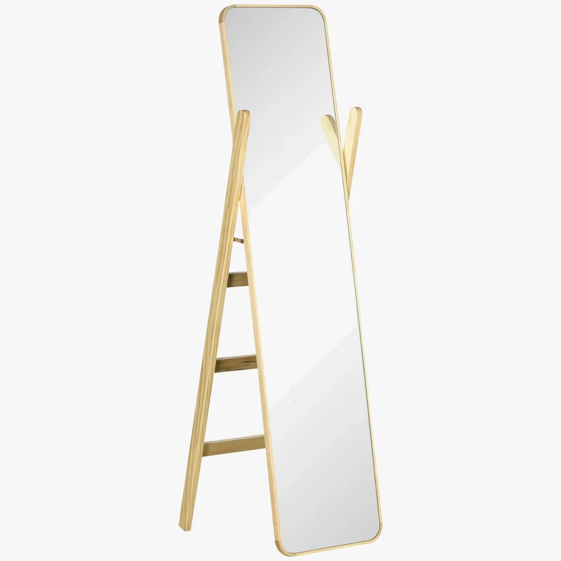 miroir sur pied en bois avec support élégant pour intérieur