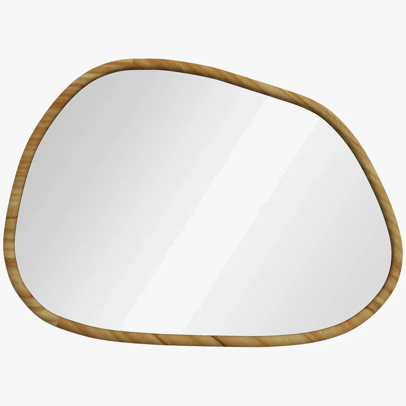 miroir mural homcom forme irrégulière cadre en bois naturel
