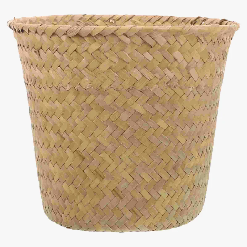 paniers de rangement en seau tissé décoratifs en jonc de mer et algues