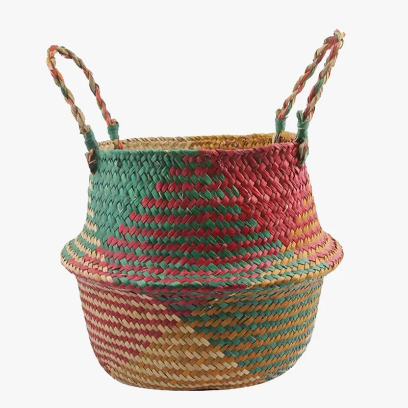 panier de rangement pliable en osier avec poignée pour fleurs linge