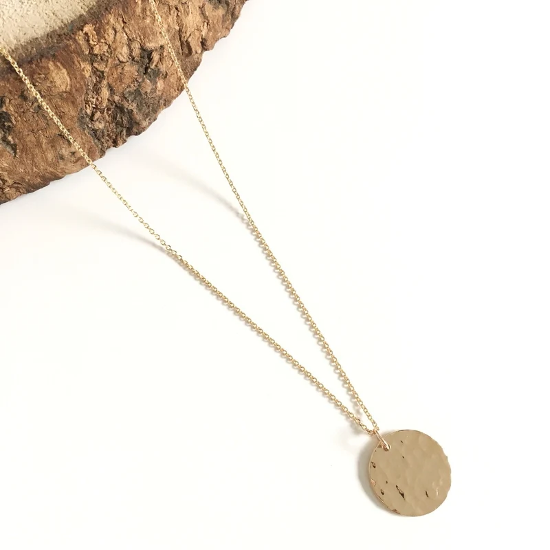 Collier "Médaille" 2cm martelée plaqué or