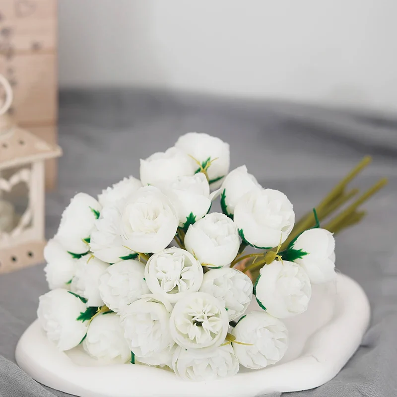 bouquet de 27 roses et pivoines artificielles en soie décoratives