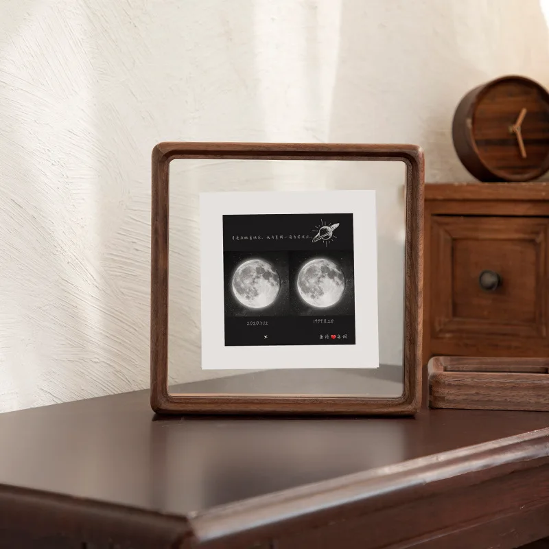 cadre photo double face en bois et verre pour décoration intérieure