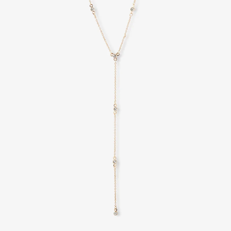 Collier Y chaine strassée
