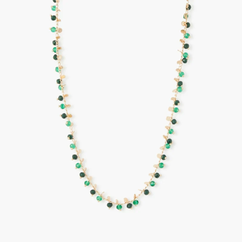 Collier perles à facettes vertes