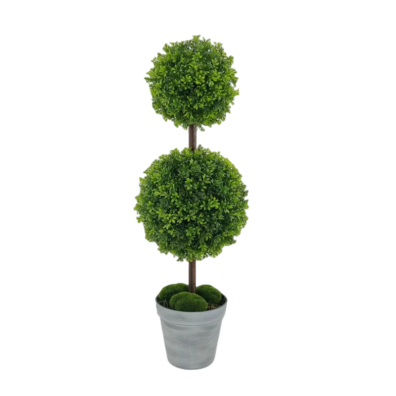 buisson artificiel en pot double boule décoratif pour intérieur et extérieur