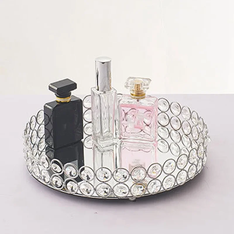 plateau rond en verre pour rangement et décoration