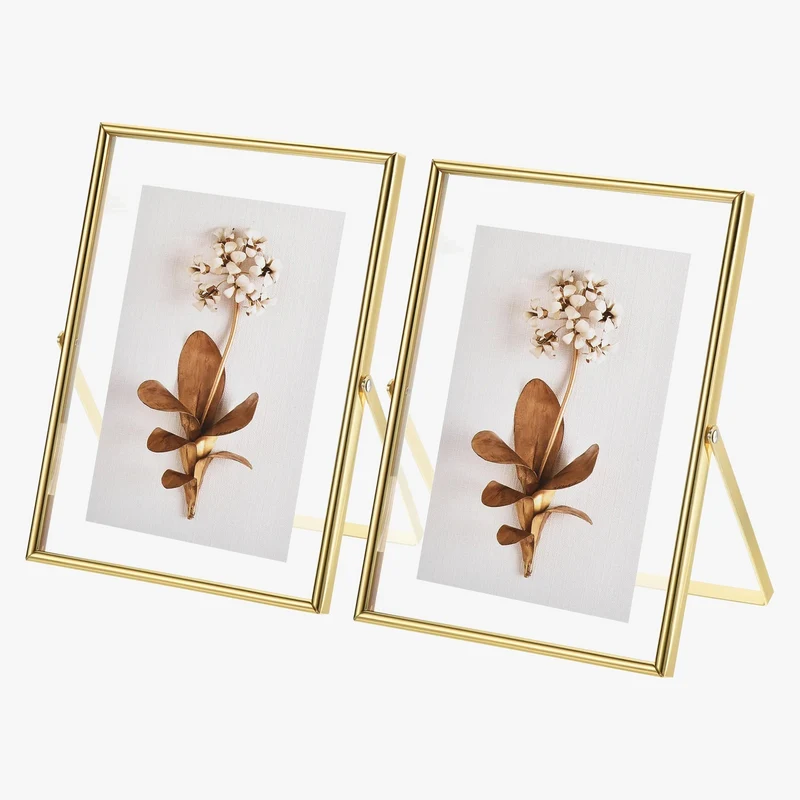 lot de 2 cadres photo en métal et verre pour décoration