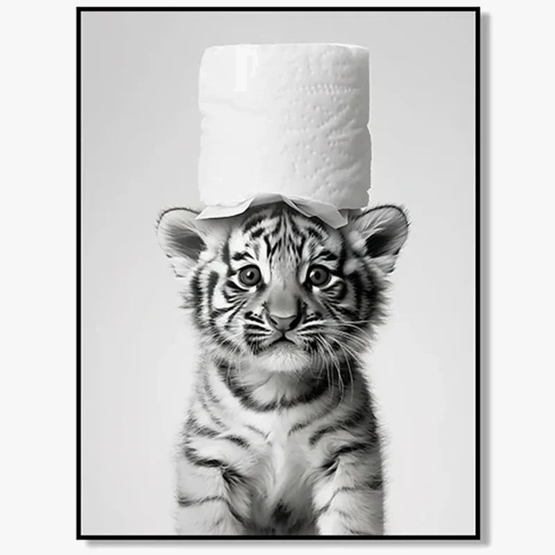 affiches d'art noir et blanc avec animaux pour décoration murale
