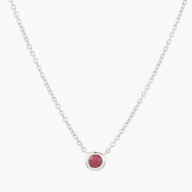 Collier argent 925 serti d'une pierre de Rubis
