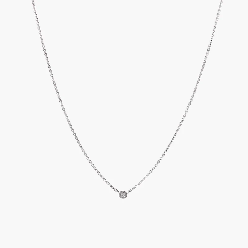 Collier fin argent 925 serti d'un Diamant 0.03 Carat