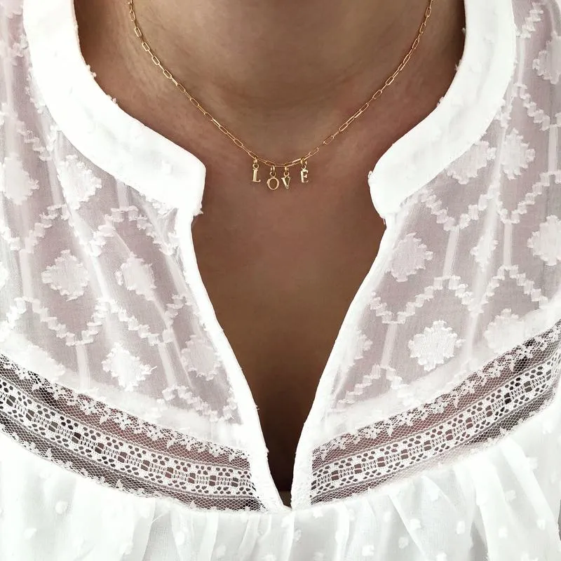 Collier "Idylle" lettre(s) plaqué or