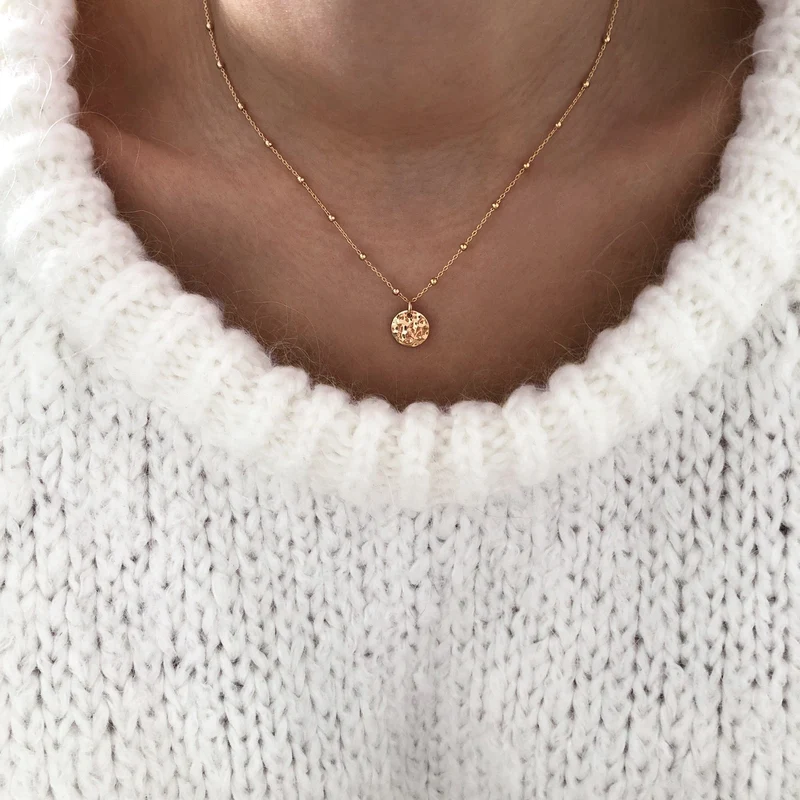 Collier "Médaille martelée" plaqué or