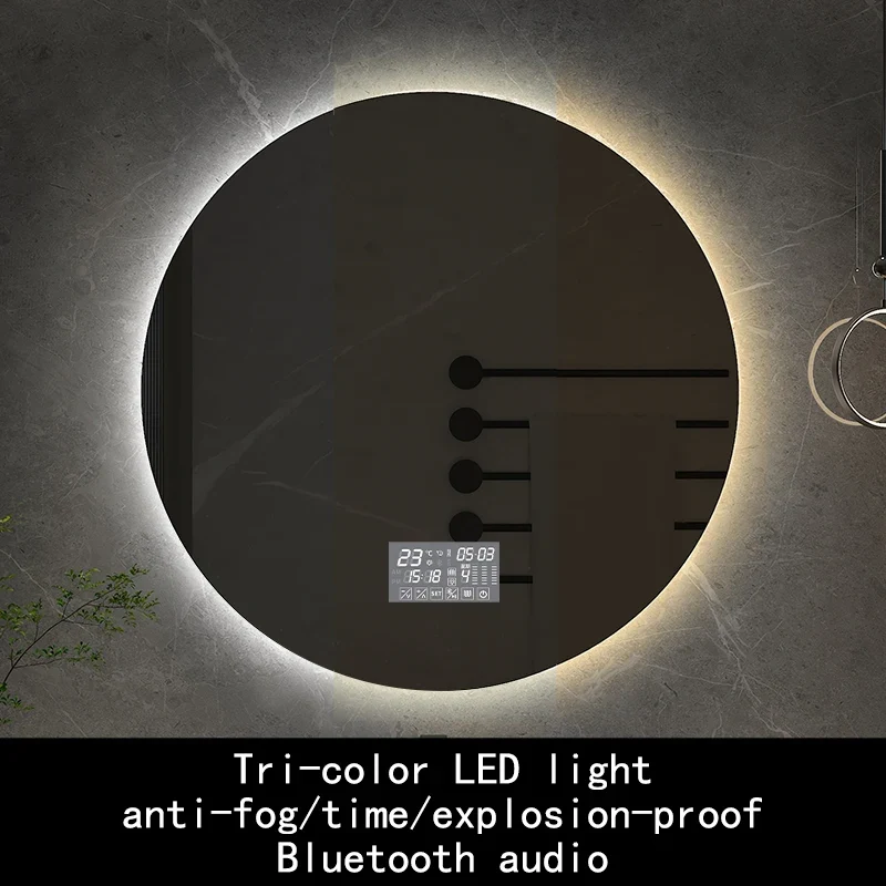 miroir rond avec rétroéclairage réglable et antibuée décoratif