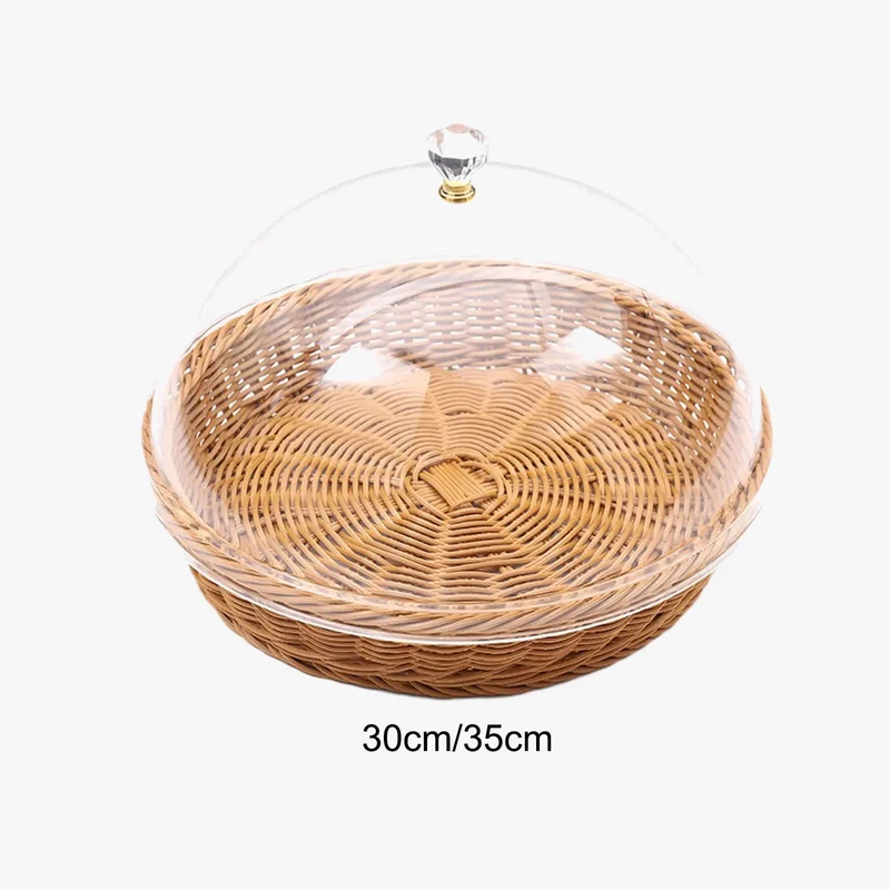 panier à pain tissé avec couvercle pour service et fruits