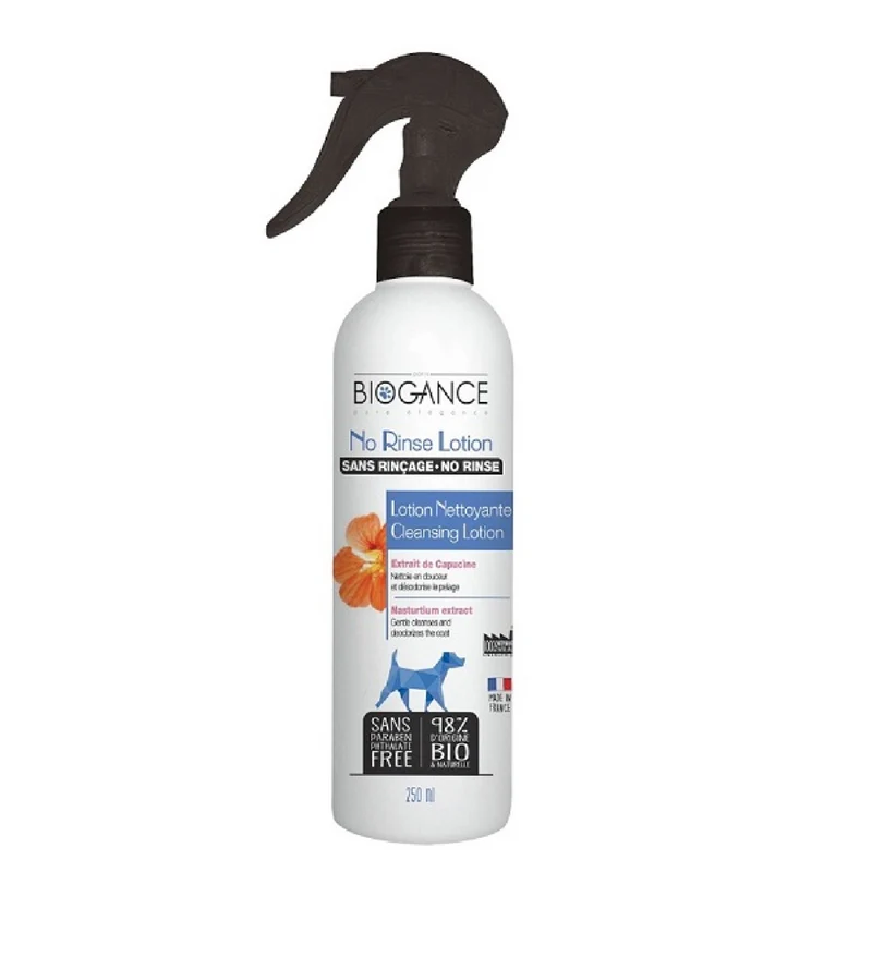 Lotion naturelle nettoyante sans rinçage pour chien
