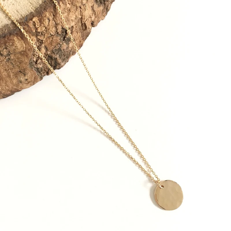 Collier "Médaille" 1,5cm martelée plaqué or