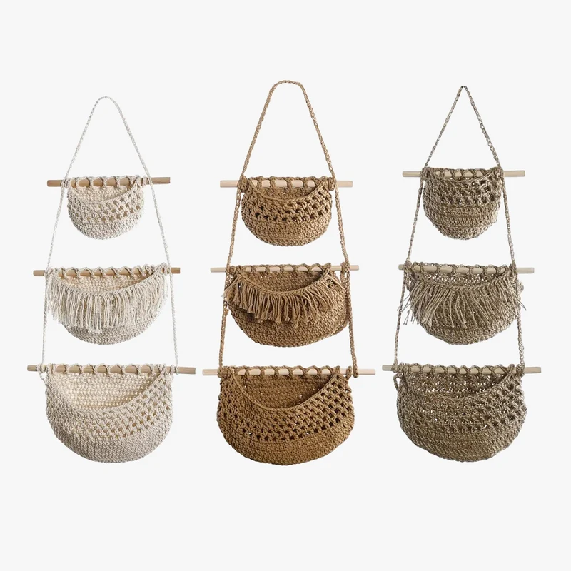 paniers suspendus boho pour fruits et légumes polyvalents