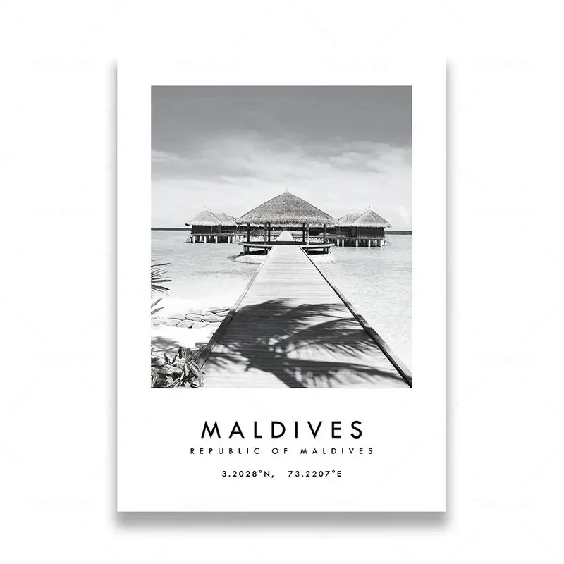 affiche de photographie de voyage en noir et blanc de rome et las vegas