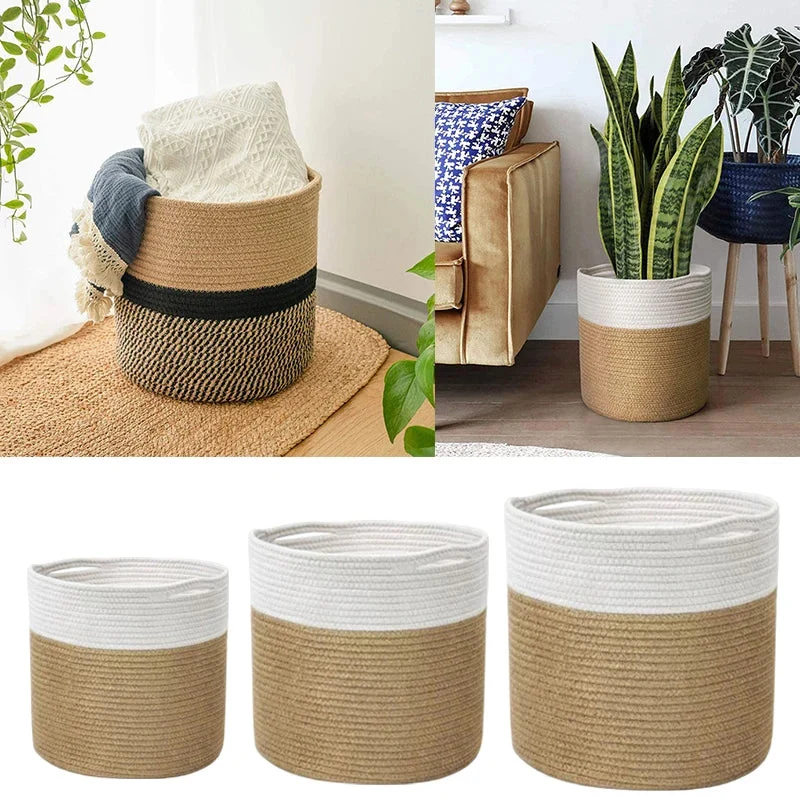 paniers tissés en coton pour rangement et décoration maison